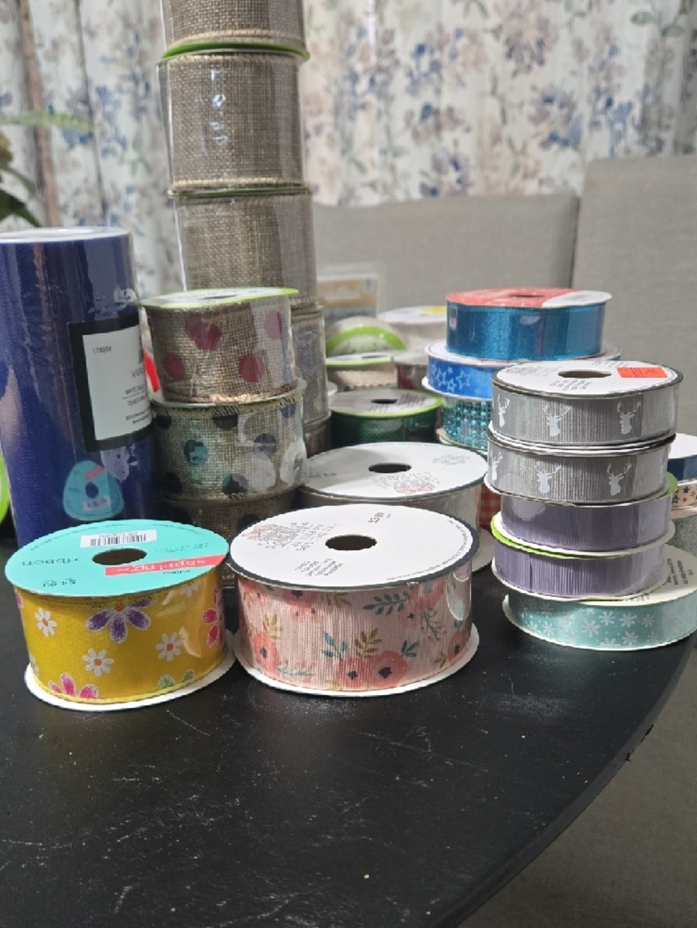 Assorted Multicolor Decorative Ribbon Spool Pack – 67 New Rolls, Mixed Designs - Picture 4 of 9
